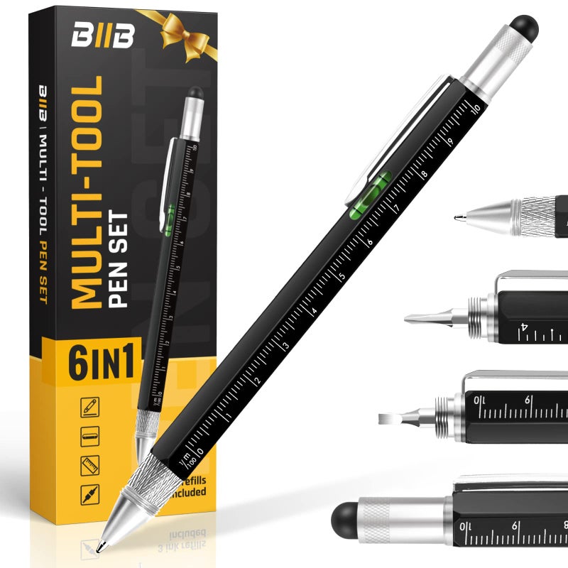 BIIB Gitfs for Men, 6 in 1 Multitool Pen Mens Gifts for Dad Him Boyfriend Husband, Birthday Gifts for Men, Dad Gift for Him Who Have Everything, Unique Gift Ideas, Cool Stuff Tools Gadgets - Image 1